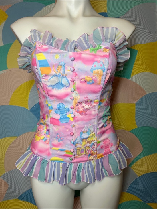 Dolls Kill Tops - Dolls Kill x Candyland Pastel Candyland Print Corset Top women’s sz M